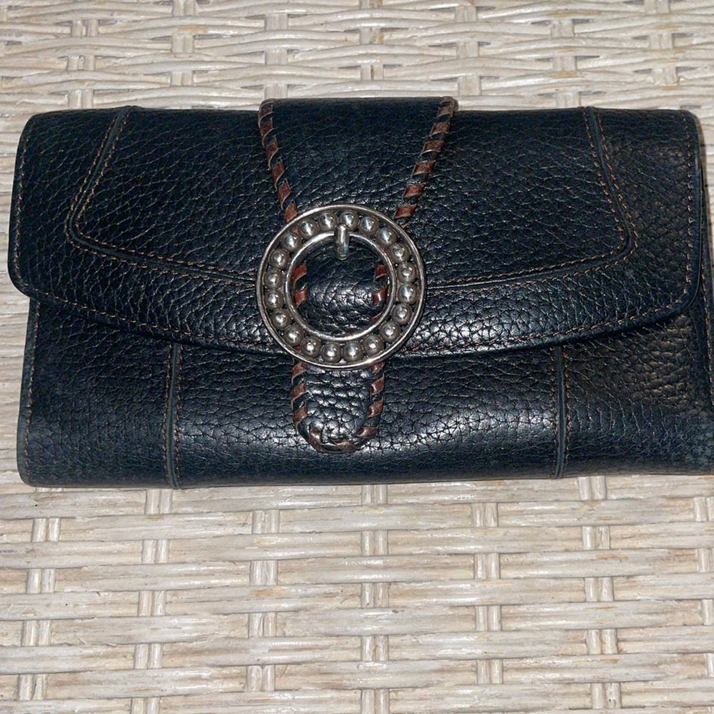 Genuine Brighton Soft Leather Black Tri-fold Wallet